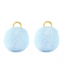 Pompom charm with loop 10mm - Gold-carolina blue